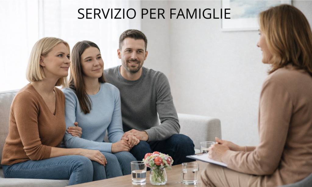 Famiglia in colloquio con una professionista